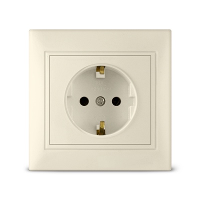 Розетка UNIVersal «Севиль» 1гнездо с/з, бежевая 16А (10шт/уп) (200шт/ящ)