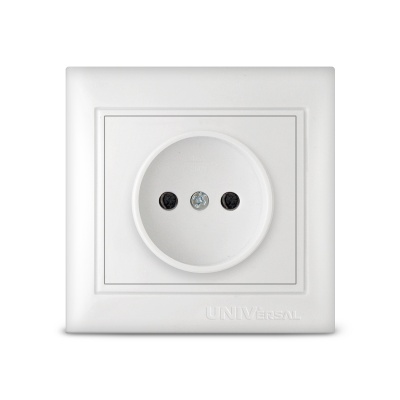 Розетка UNIVersal «Севиль» 1гнездо б/з, белая 16А (10шт/уп) (200шт/ящ)
