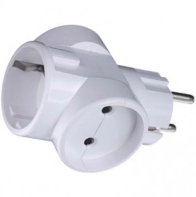 Тройник б/з 6А белый (10шт/уп) (100шт/ящ)