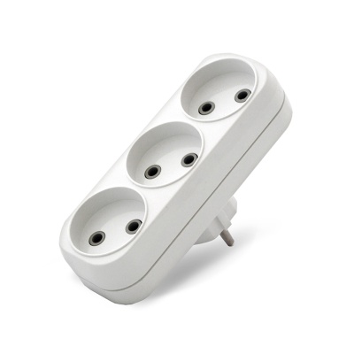 Тройник UNIVersal 3 гнезда б/з 6А плоский (50шт/уп)