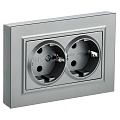 Розетка iEK Brite 2-мест. с/з, 16A