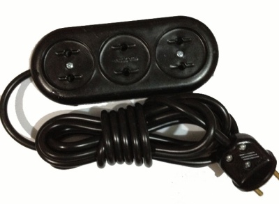 Удлинитель 3 гнезда черный  5м (100шт/уп)