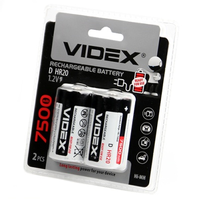 Аккумулятор Videx HR20/D 7500mAh 2шт (большая) (2/12/96) (LSD, низк. самозаряд)