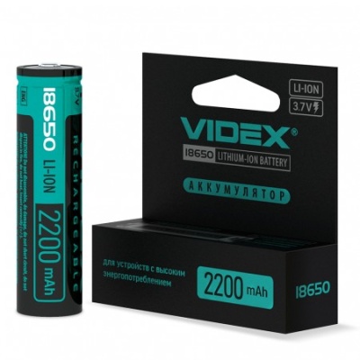 Аккумулятор Videx 18650 2200mAh 1pcs/box с защитой (20/160)