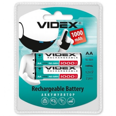 Аккумулятор Videx AA/HR6 1000mAh 2шт (пальчик) (2/20/200)